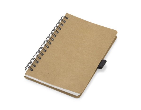 Carnet BATO A6 à spirale avec pages en papier de pierre et couverture marron – objet publicitaire écologique personnalisable avec logo.